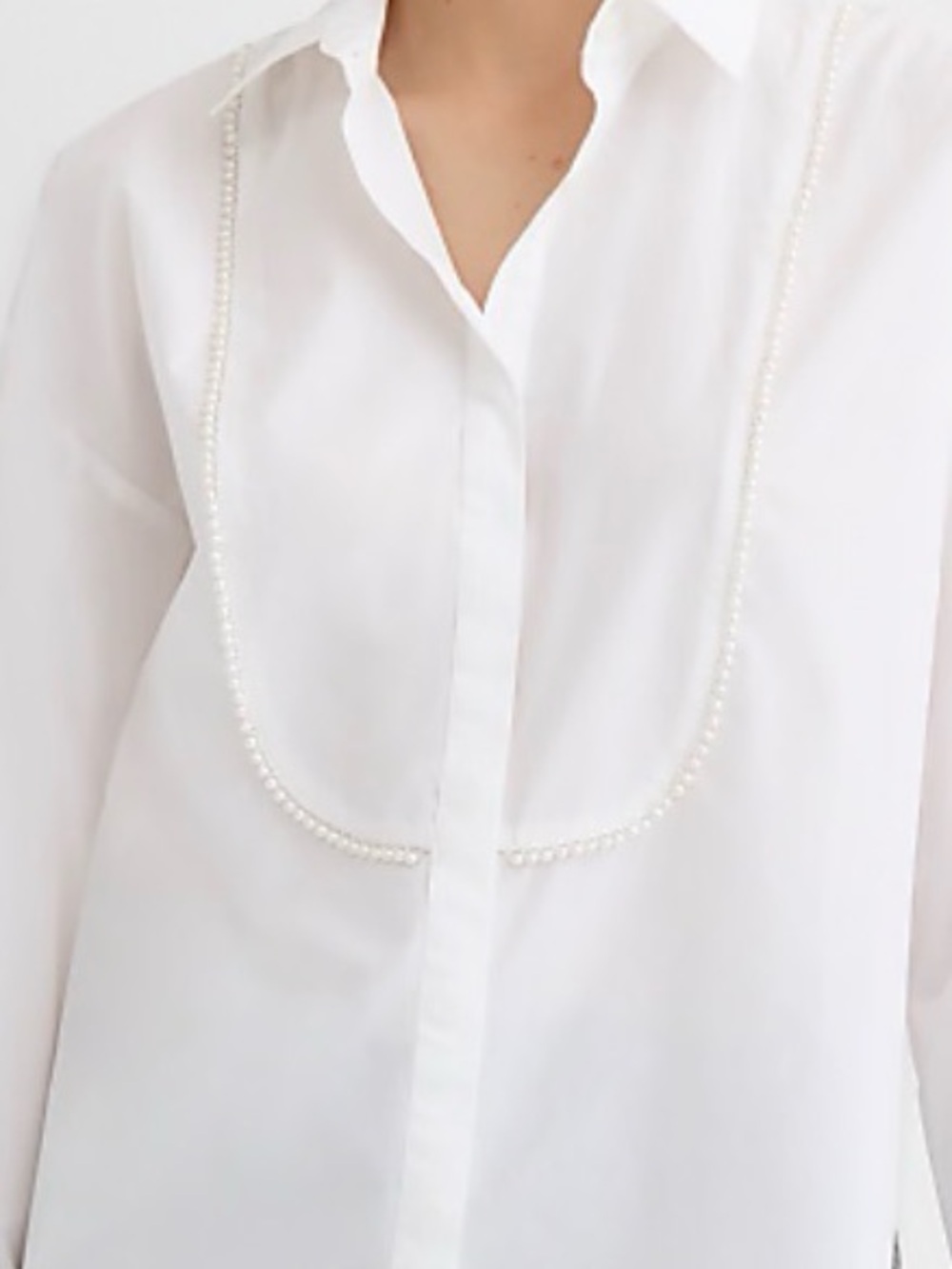 LOFT White Button-Up Shirt with Pearl Trim Bib Tuxedo NWT Size Medium